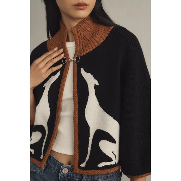 Maeve Cape Cardigan Sweater - Xs Black Pattern - Picture 4 of 8